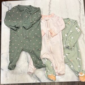 Carter's Green and Pink Footed One Piece Set